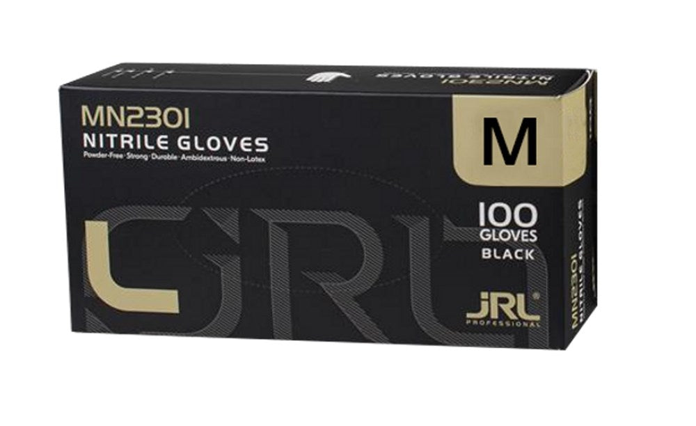 JRL Black Nitrile Gloves - Medium - 100 Pack